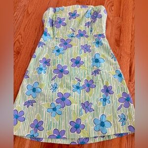 Lilly Pulitzer Strapless Dress - Purple Green Blue Floral Print Size 8
